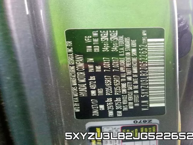 5XYZU3LB2JG522652 фото 2