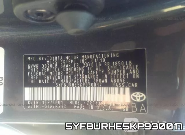 5YFBURHE5KP930017 фото 10