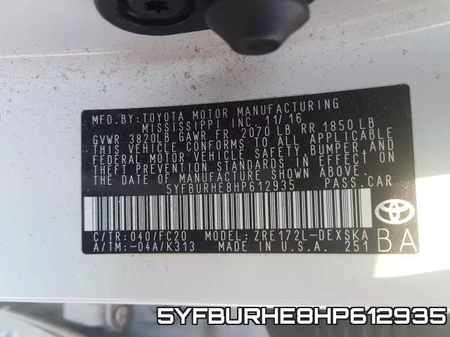 5YFBURHE8HP612935 фото 2