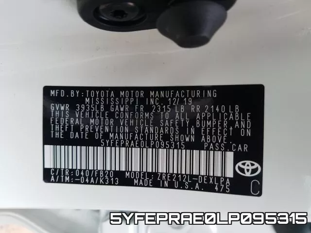 5YFEPRAE0LP095315 фото 2