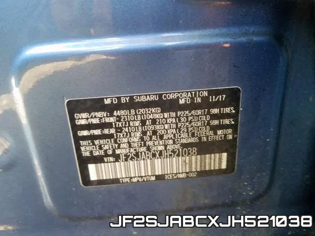JF2SJABCXJH521038 фото 2