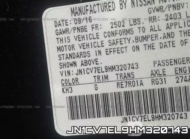 JN1CV7EL9HM320743 фото 10