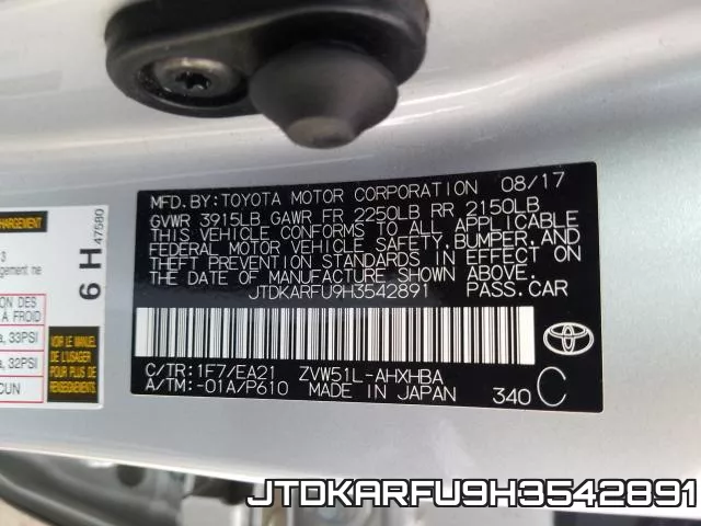 JTDKARFU9H3542891 фото 2