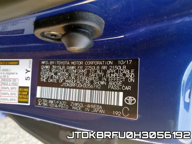 JTDKBRFU0H3056192 фото 2