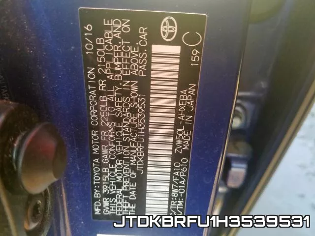 JTDKBRFU1H3539531 фото 2