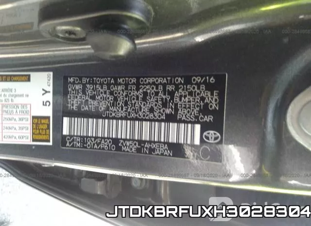 JTDKBRFUXH3028304 фото 10