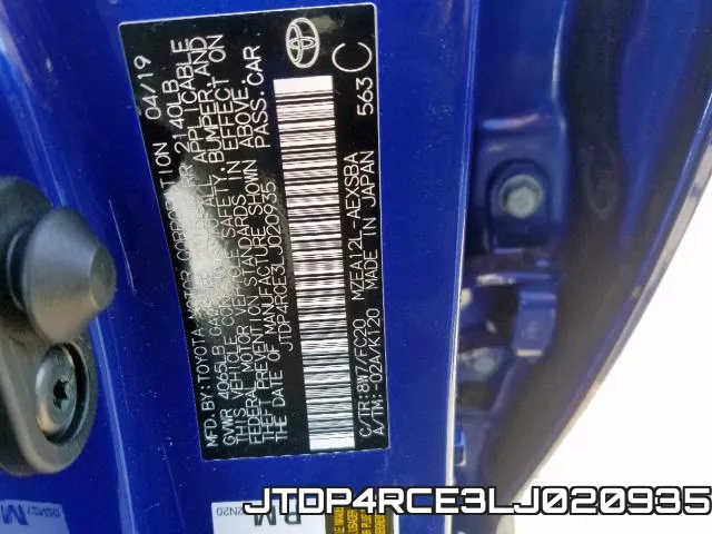 JTDP4RCE3LJ020935 фото 2
