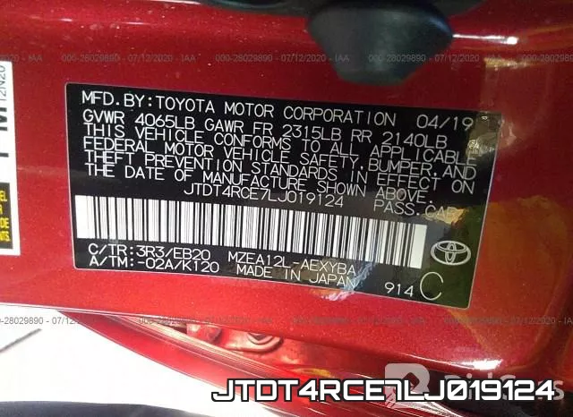 JTDT4RCE7LJ019124 фото 10