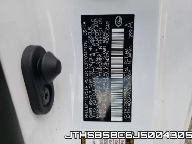 JTHS85BC6J5004305 фото 2