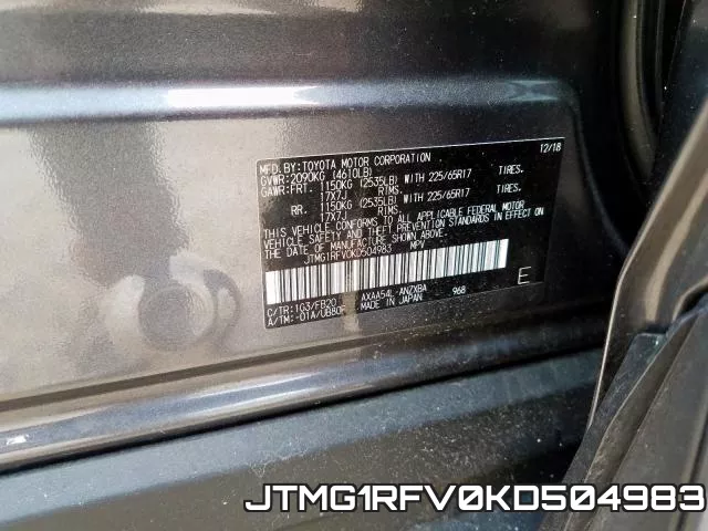 JTMG1RFV0KD504983 фото 2