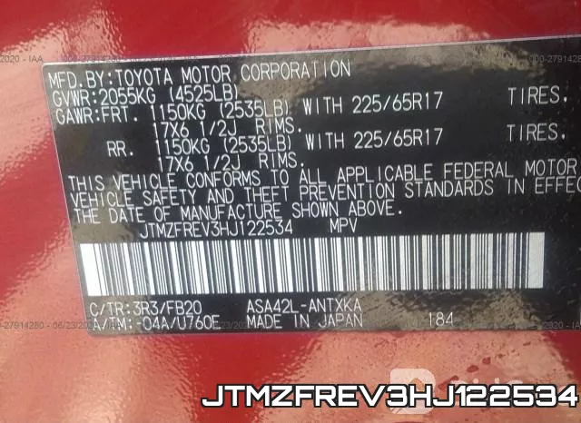 JTMZFREV3HJ122534 фото 10