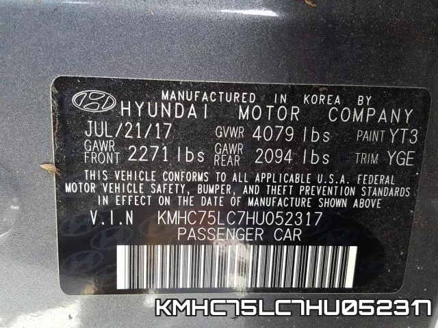 KMHC75LC7HU052317 фото 2