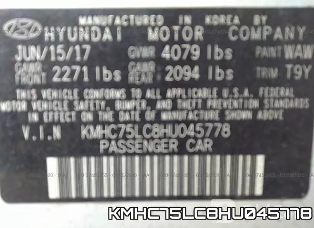 KMHC75LC8HU045778 фото 10