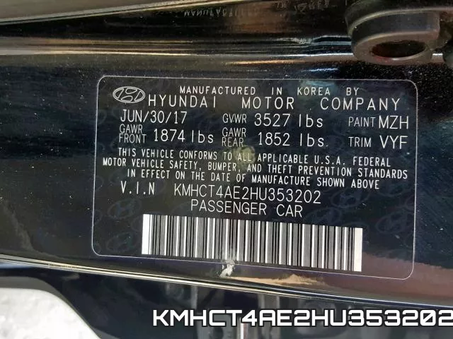 KMHCT4AE2HU353202 фото 2