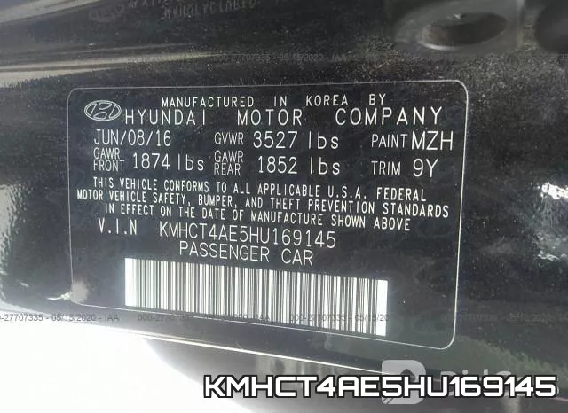 KMHCT4AE5HU169145 фото 10