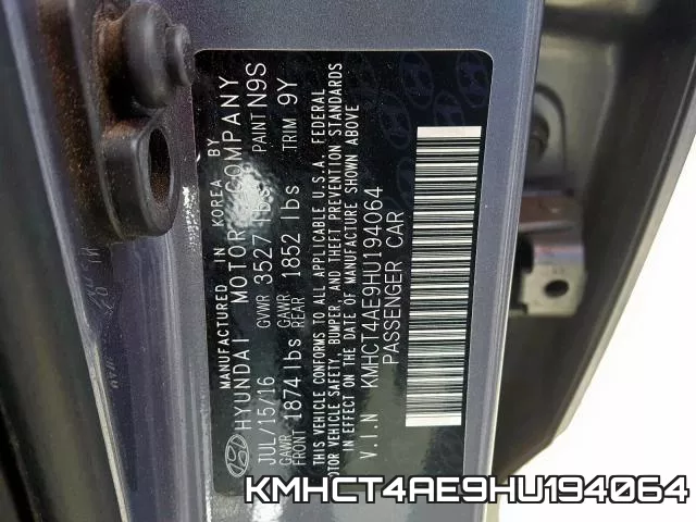 KMHCT4AE9HU194064 фото 2
