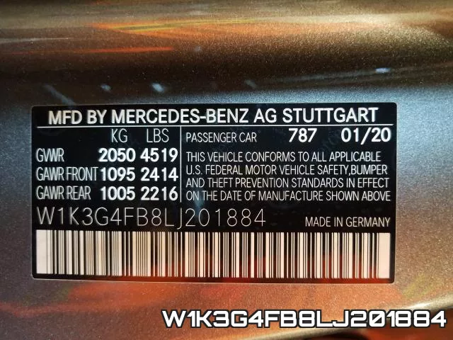 W1K3G4FB8LJ201884 фото 2