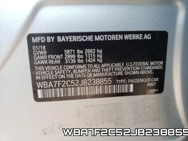 WBA7F2C52JB238855 фото 2
