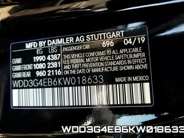 WDD3G4EB6KW018633 фото 2