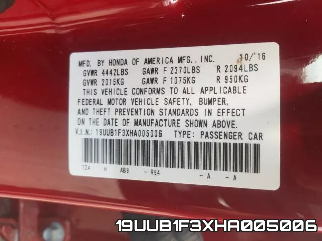19UUB1F3XHA005006 фото 2