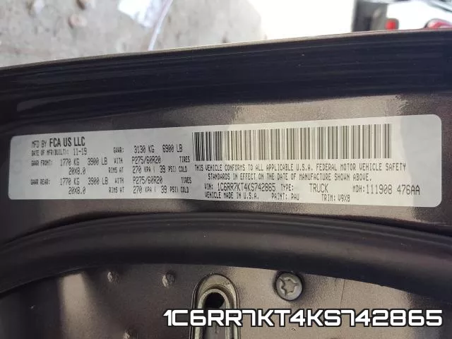 1C6RR7KT4KS742865 фото 2