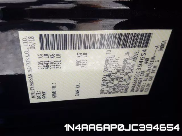 1N4AA6AP0JC394654 фото 2