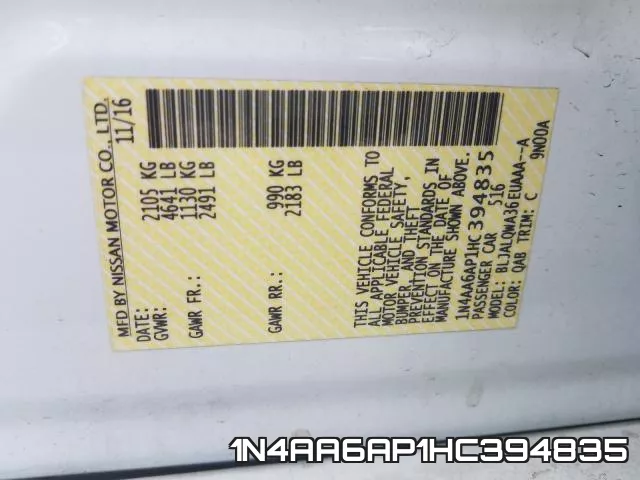 1N4AA6AP1HC394835 фото 2