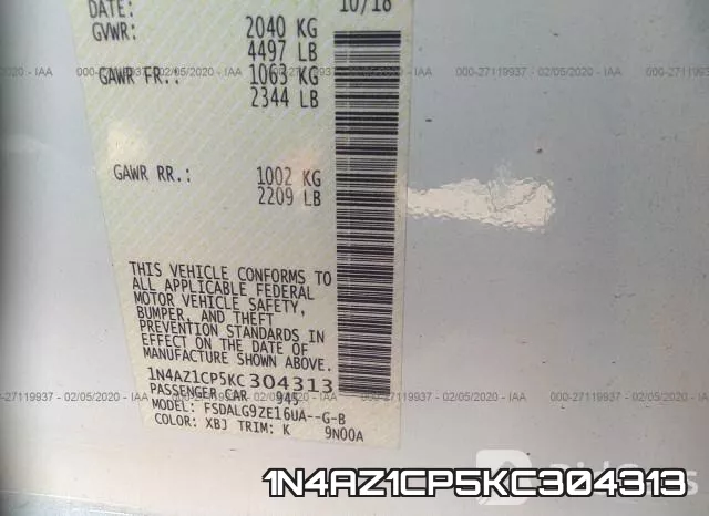 1N4AZ1CP5KC304313 фото 10