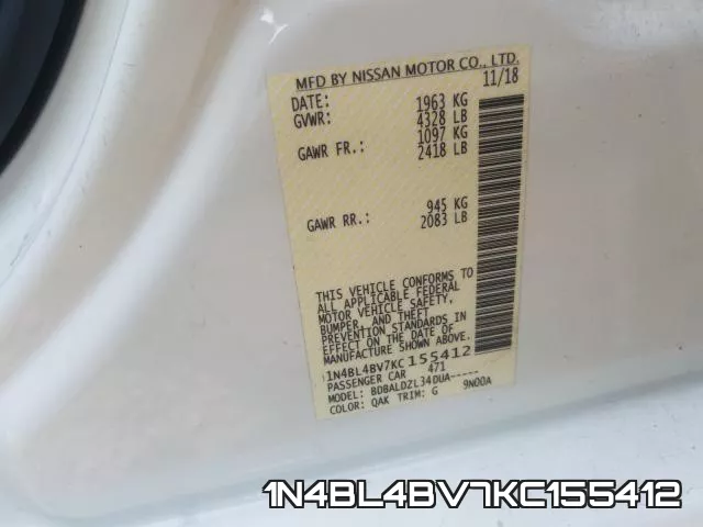 1N4BL4BV7KC155412 фото 2