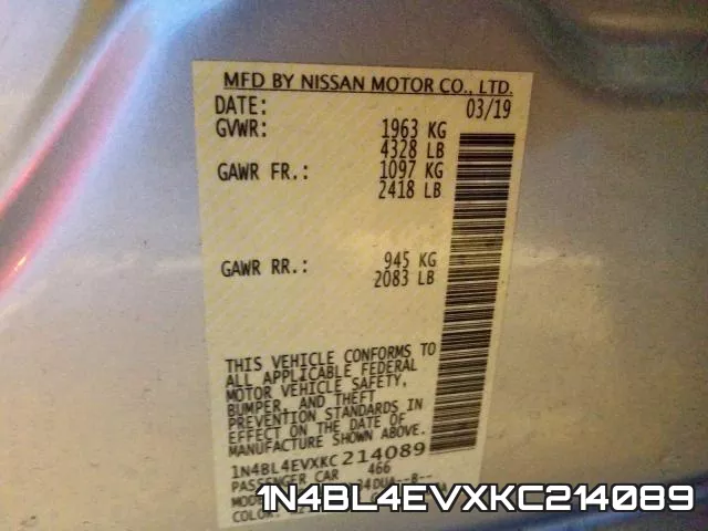 1N4BL4EVXKC214089 фото 2
