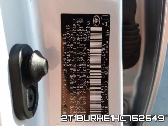 2T1BURHE1HC752549 фото 2