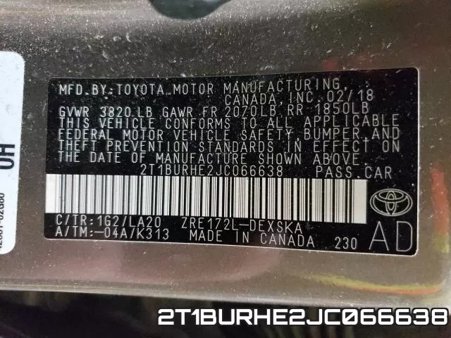 2T1BURHE2JC066638 фото 2