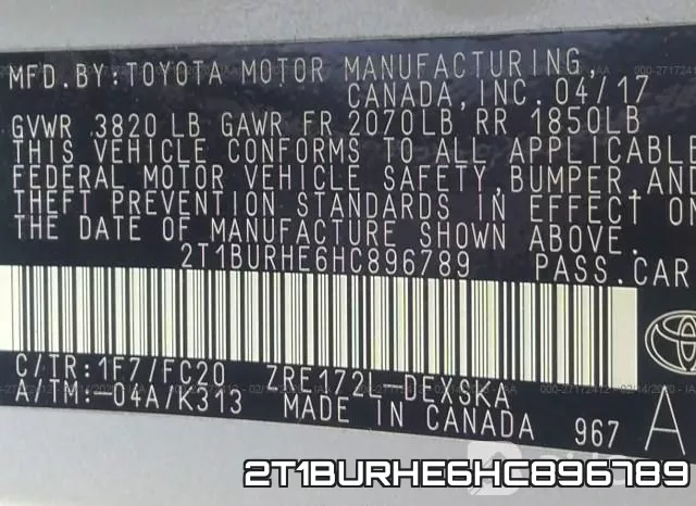 2T1BURHE6HC896789 фото 10