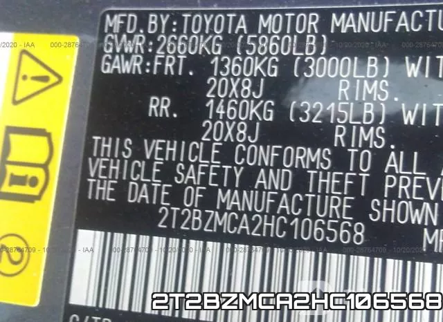 2T2BZMCA2HC106568 фото 10
