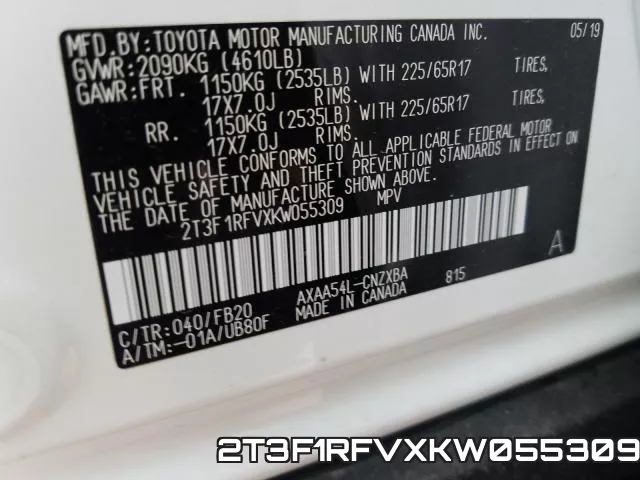 2T3F1RFVXKW055309 фото 2