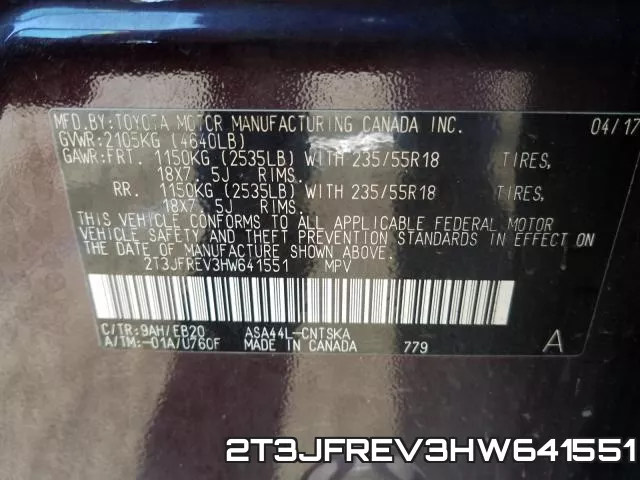 2T3JFREV3HW641551 фото 2
