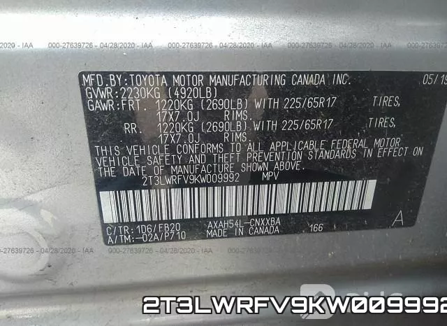 2T3LWRFV9KW009992 фото 10