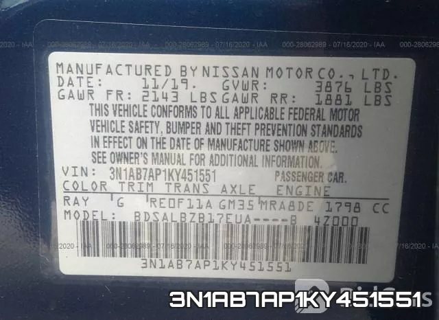 3N1AB7AP1KY451551 фото 10
