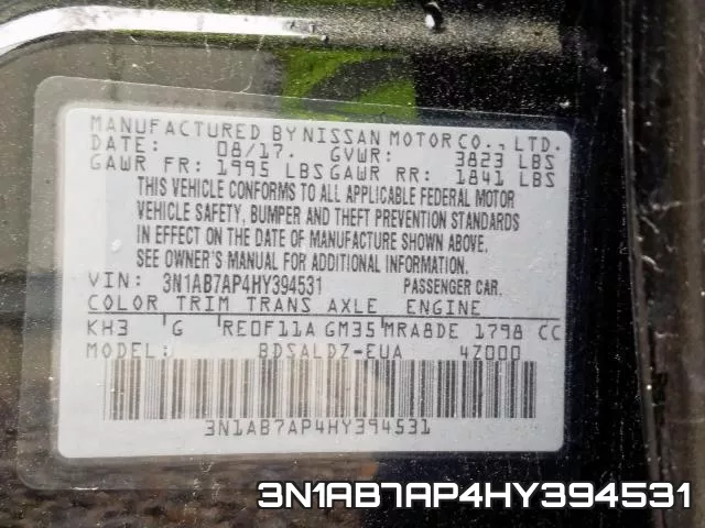 3N1AB7AP4HY394531 фото 2