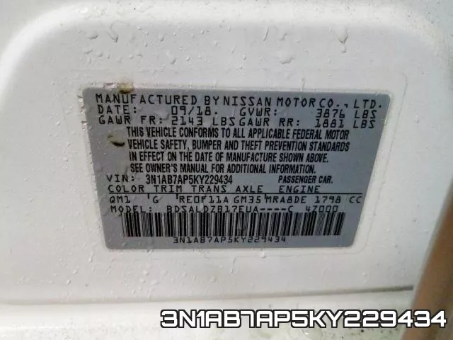 3N1AB7AP5KY229434 фото 2