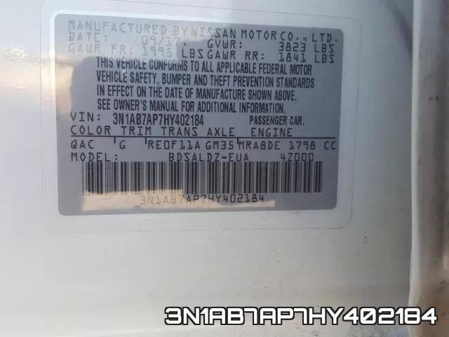 3N1AB7AP7HY402184 фото 2