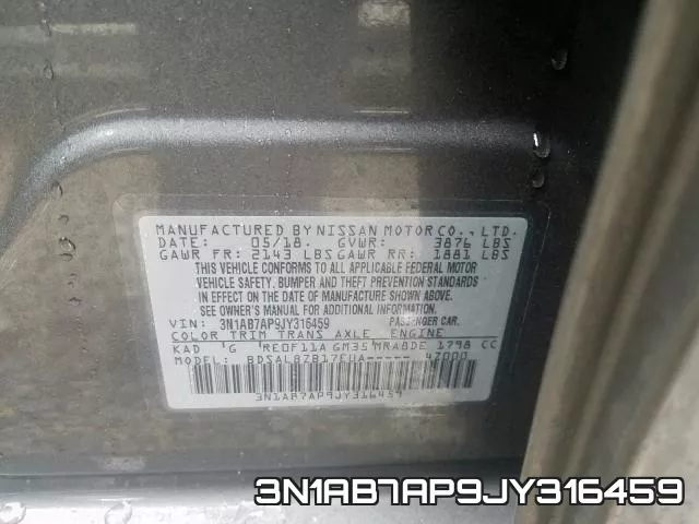 3N1AB7AP9JY316459 фото 2
