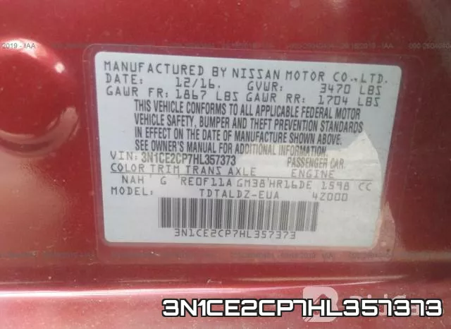 3N1CE2CP7HL357373 фото 10