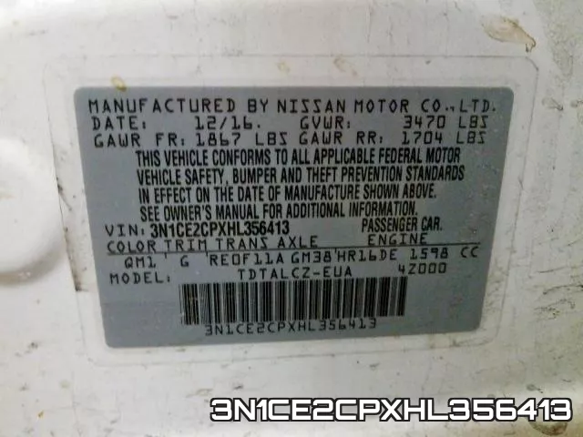 3N1CE2CPXHL356413 фото 2