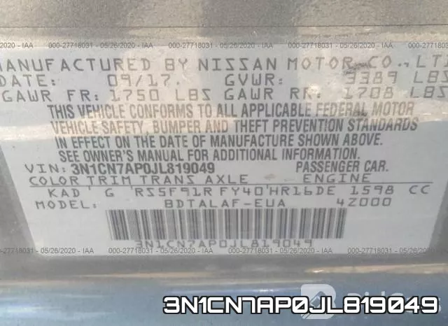 3N1CN7AP0JL819049 фото 9