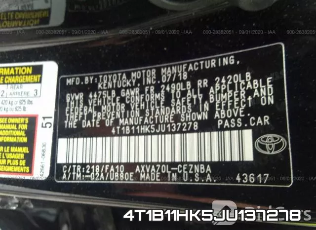 4T1B11HK5JU137278 фото 9