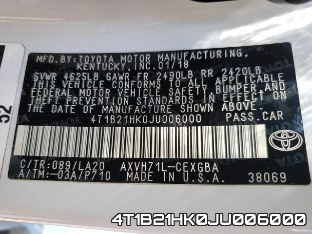 4T1B21HK0JU006000 фото 2