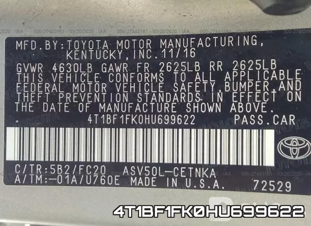 4T1BF1FK0HU699622 фото 10