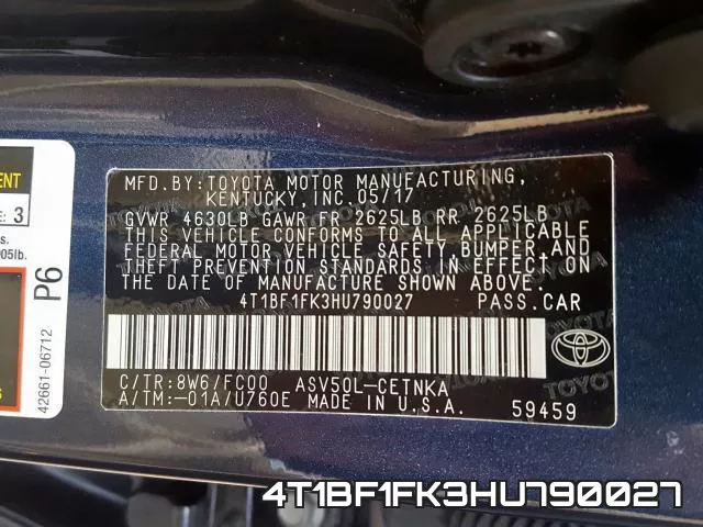4T1BF1FK3HU790027 фото 2