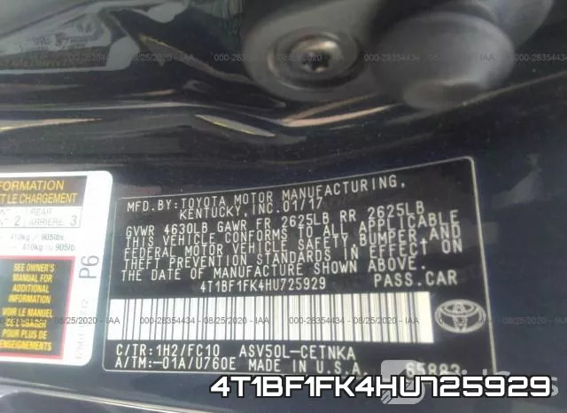 4T1BF1FK4HU725929 фото 9